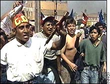 Peaceful protests during the day have increasingly become violent