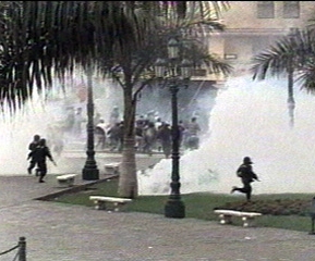 Police used tear-gas on youths in the capital