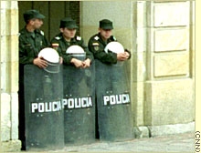 Police stand by unable to stop the people's revolution